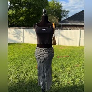 Y2k Black and White Striped Skirt